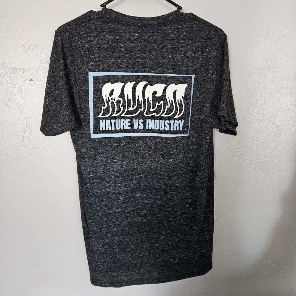 RVCA NWT Men's Small Dark Grey Charcoal Graphic T-Shirt Nature vs Industry Tee - Picture 1 of 5